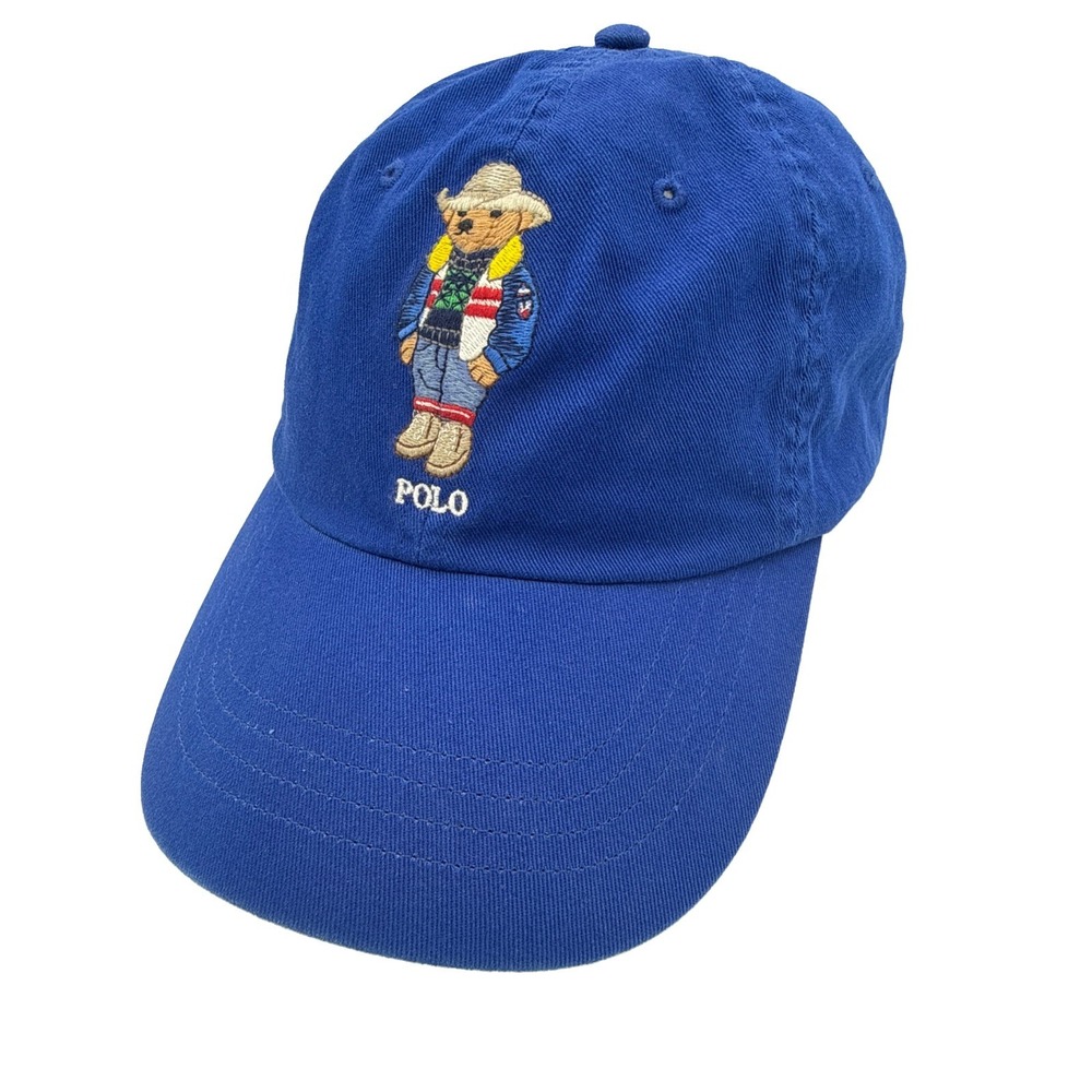 Polo Ralph Lauren Cowboy Bear Hat Mens OS Blue Twill Western Rodeo Preppy